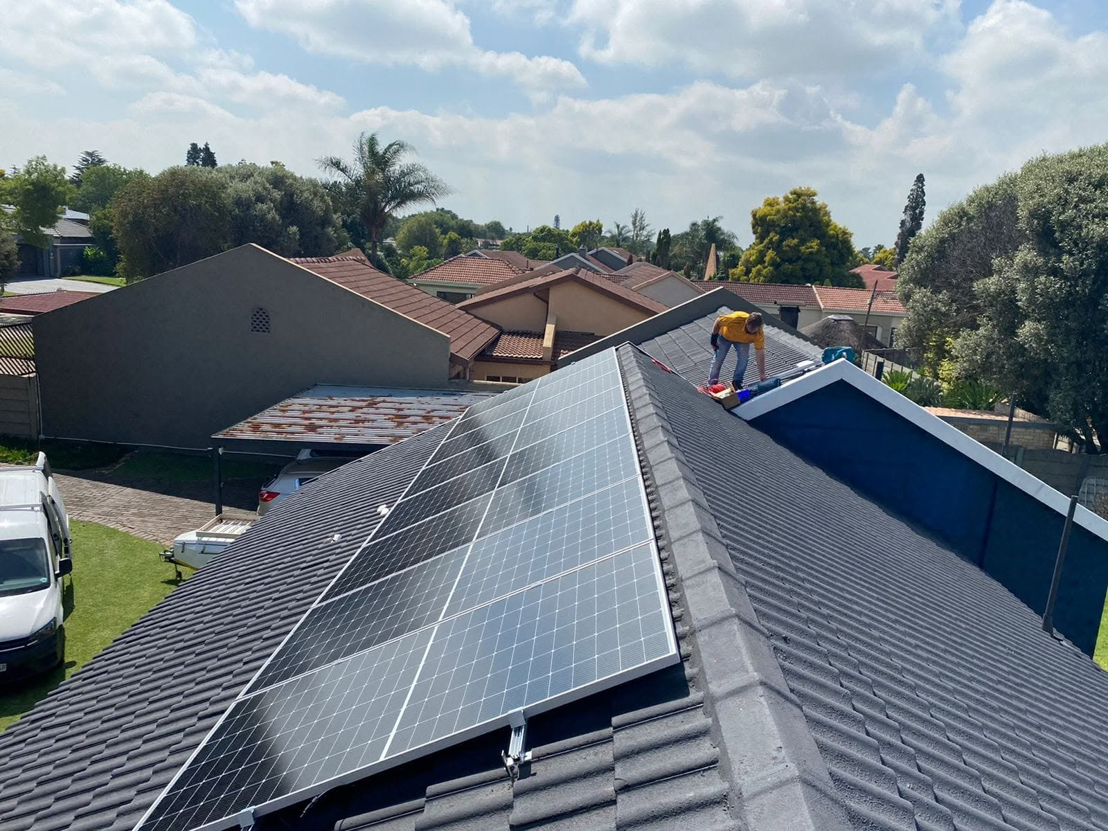 Solar panel installation in progress by Percho Solar