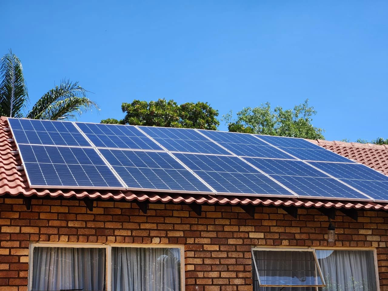 Solar panels installed on tiled roof