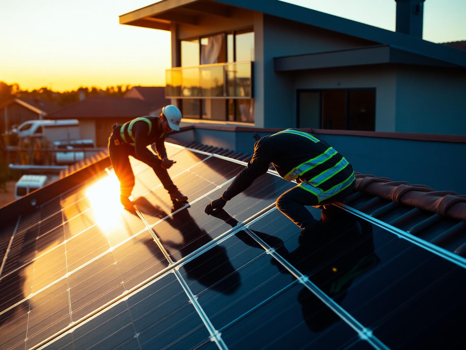 Solar installation on a residential roof